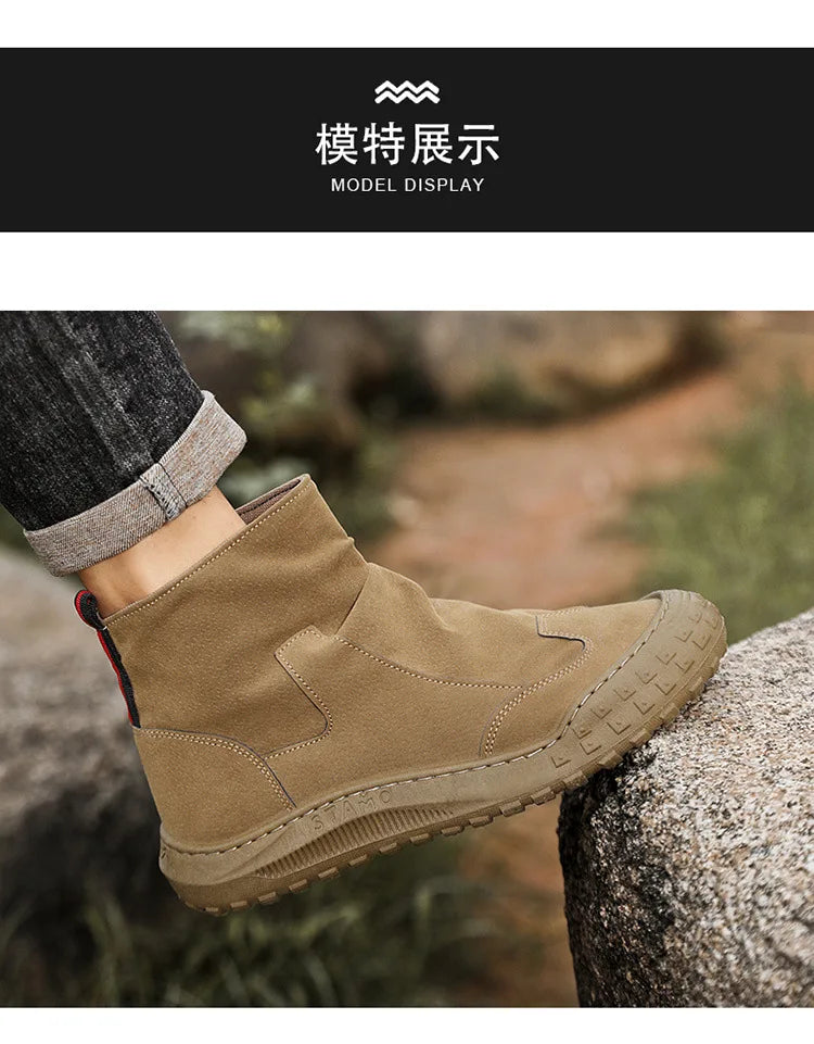 Outdoor Men's High-Top Work Boots Casual Shoes Comfortable Sport Workwear Waterproof Anti-slip Long-lasting No Fatigue Footwear