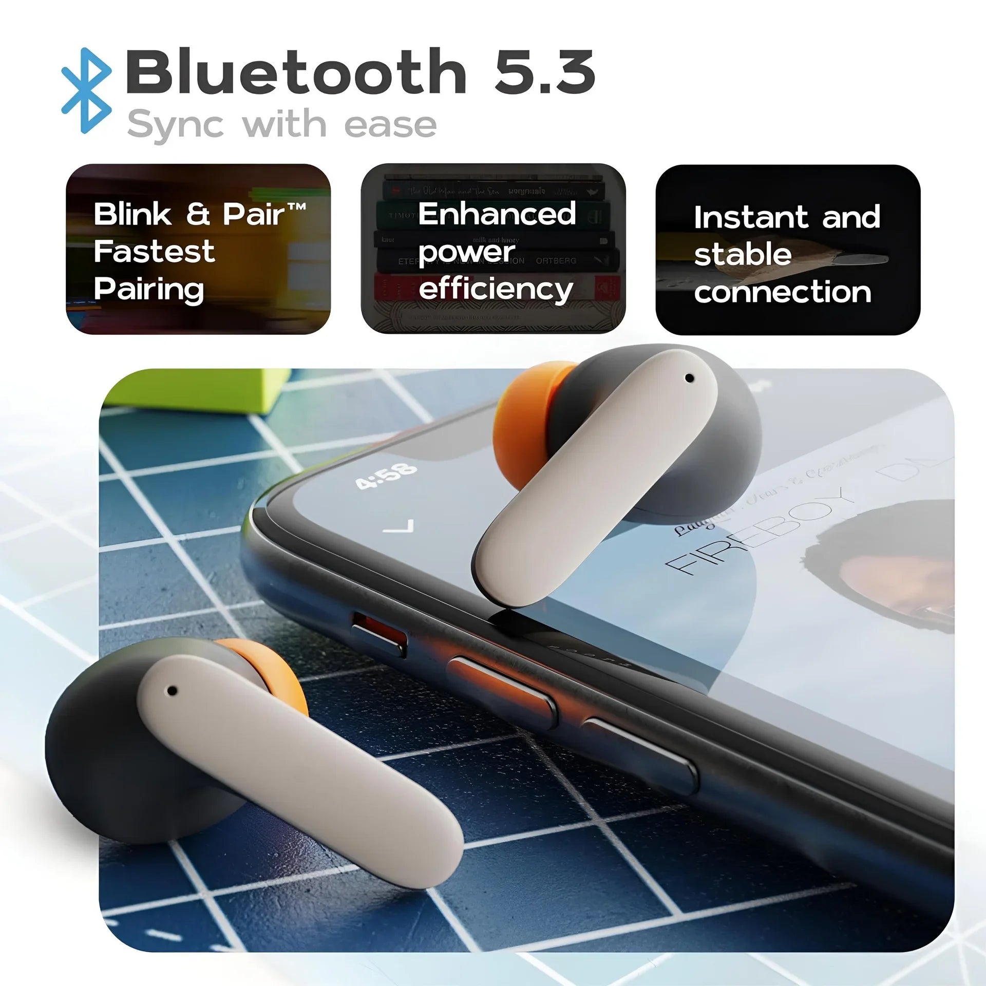Wireless Bluetooth 5.3 Skin Type Surface Earphones Dual Mic ENC Noise Reduction In Ear Low Delay Earbuds True Wireless Stereo