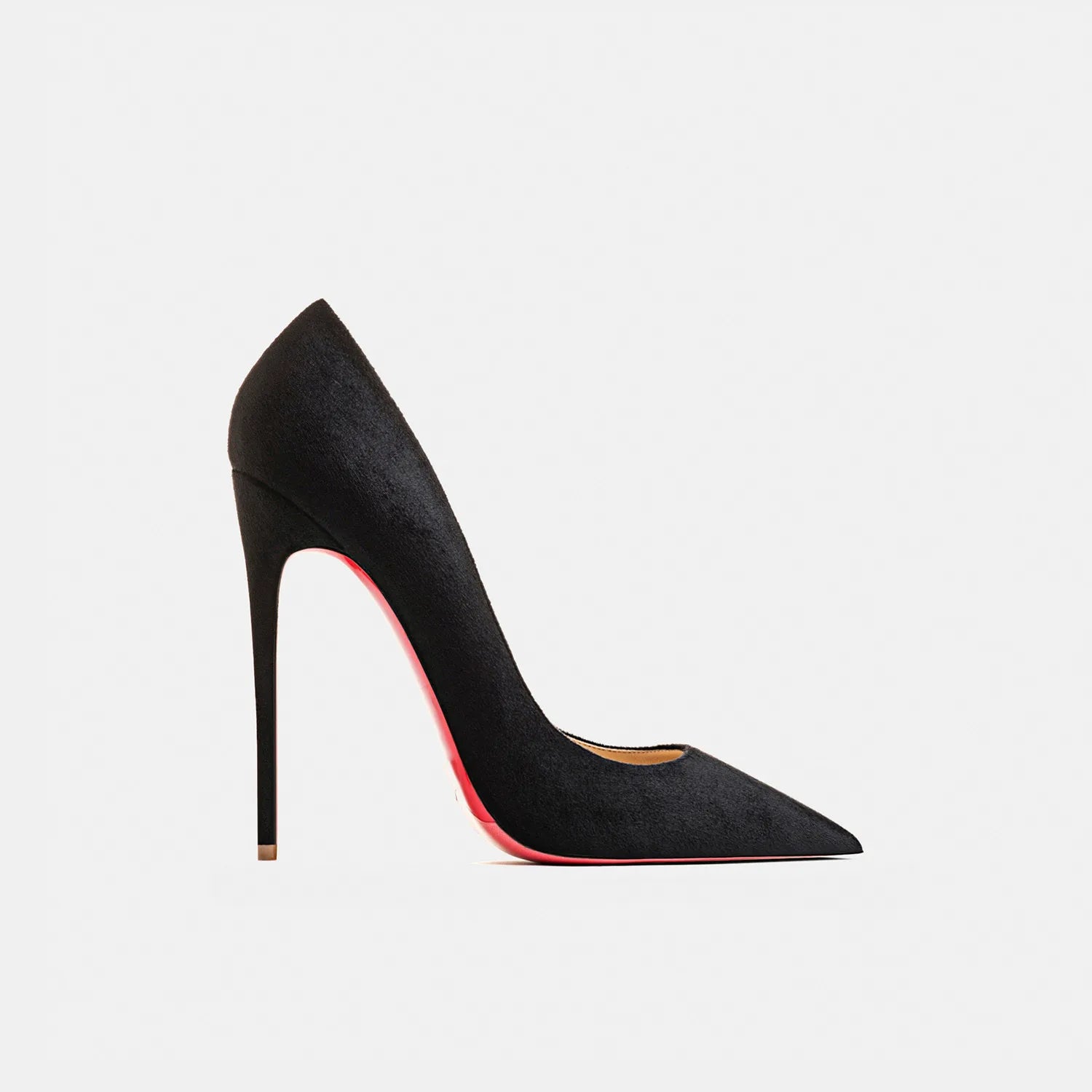 2022 Autumn New Women's High Heels Shoes Sexy Pointed Suede Red Shiny Bottom Pumps Fashionable Temperament Shallow Wedding Shoes