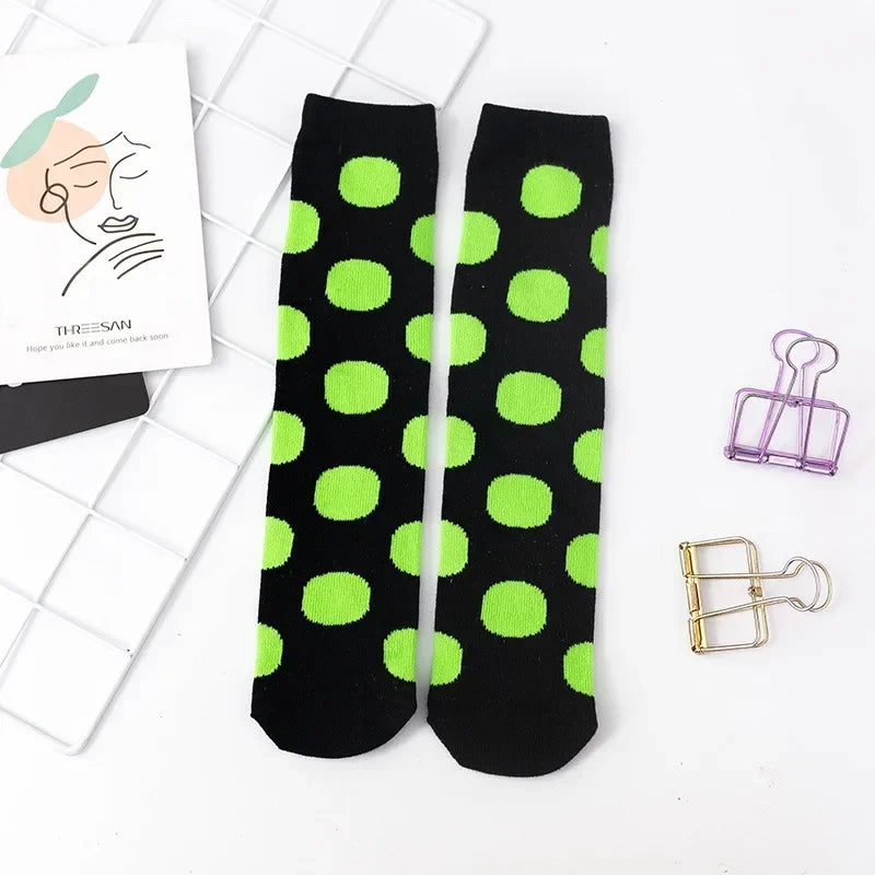 Girl Long Knee Socks New 1-12 Y Child Socks Autumn Winter Color Matching Dot Children's Pile Student Kids Boys Girls Tube Sock