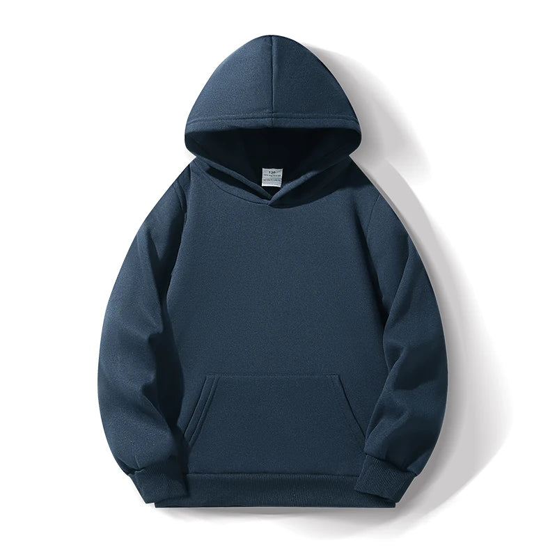Boys' & Girls' Solid Color Hooded Sweatshirts - Warm, Comfortable, Fleece-Lined, Versatile Basic Style, Perfect as Gifts