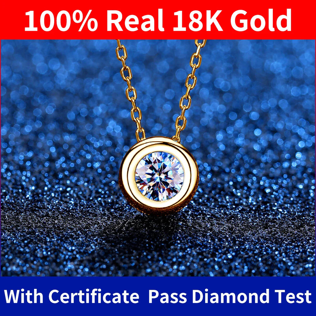 NEW 100% Real 18k Gold Necklace With Moisanite 0.5ct D Color VVS1 Certificated Dubai  AU750 Jewelry For Women Wedding Gift Wholesale