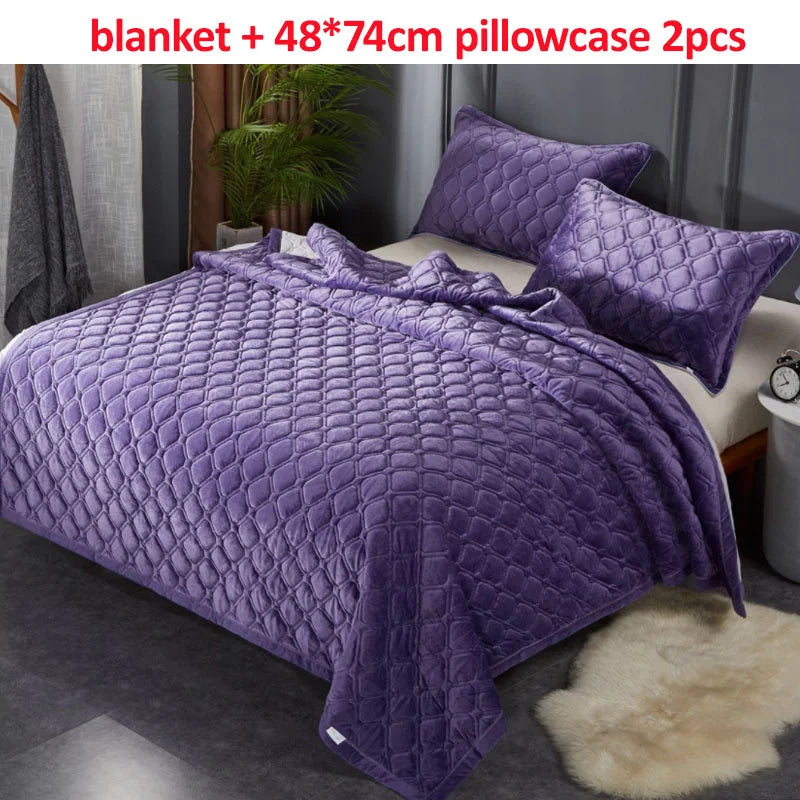 Winter Warm Blankets Quilt Plaid Bed Cover Quilted Bedspread Velvet Bedspread Cover For Beds