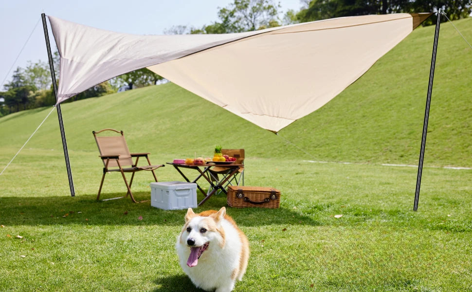 Tent Poles Camping Poles for Tarp Awning Canopy Shelter Sun Sail Tarpaulin Headroom Galvanized Steel Adjustable Telescoping Rods