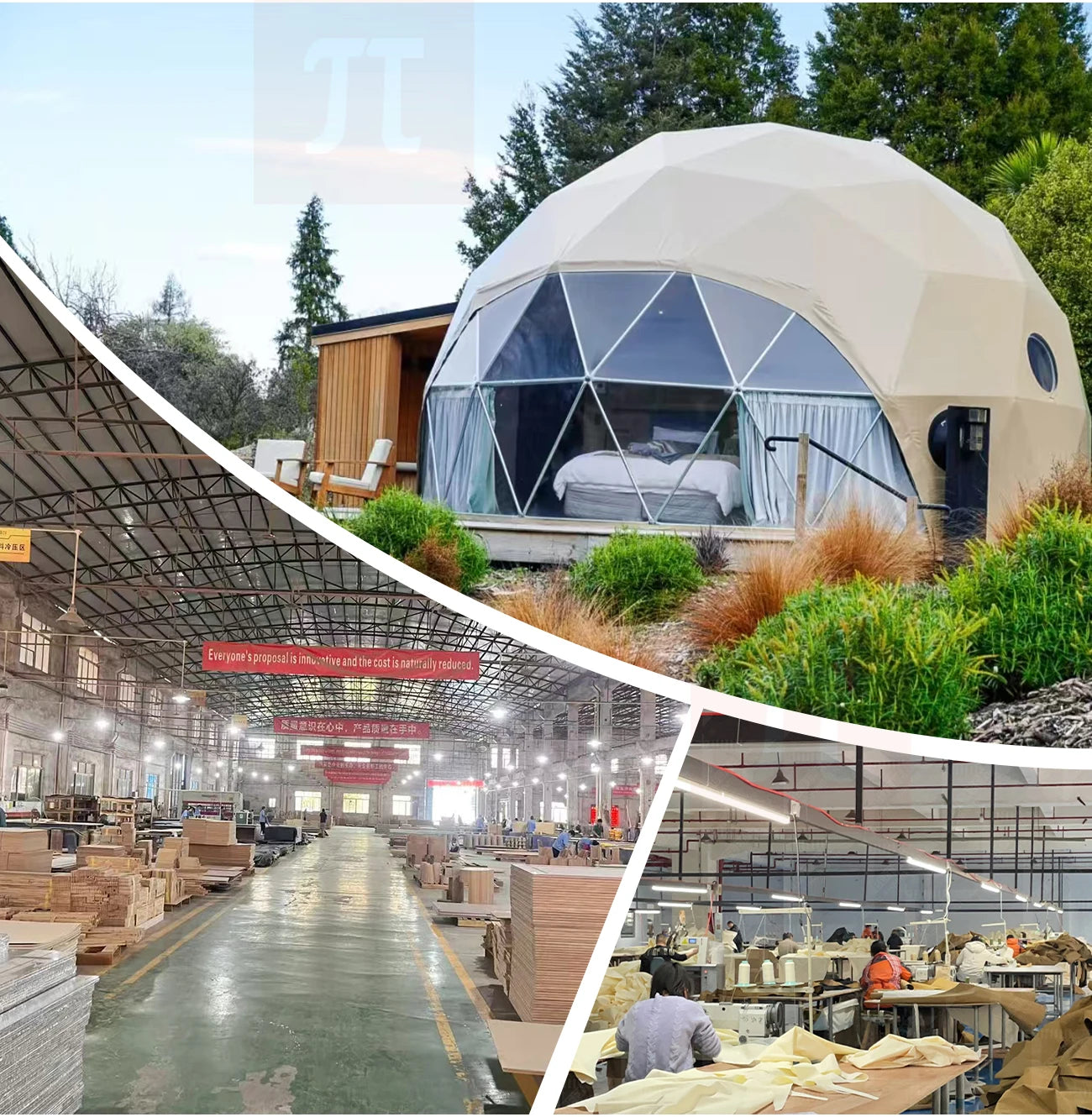 Spherical tent, geodesic tent, dome tent, galvanized steel pipe frame, PVC waterproof tarpaulin, wind-resistant, pressure-resist