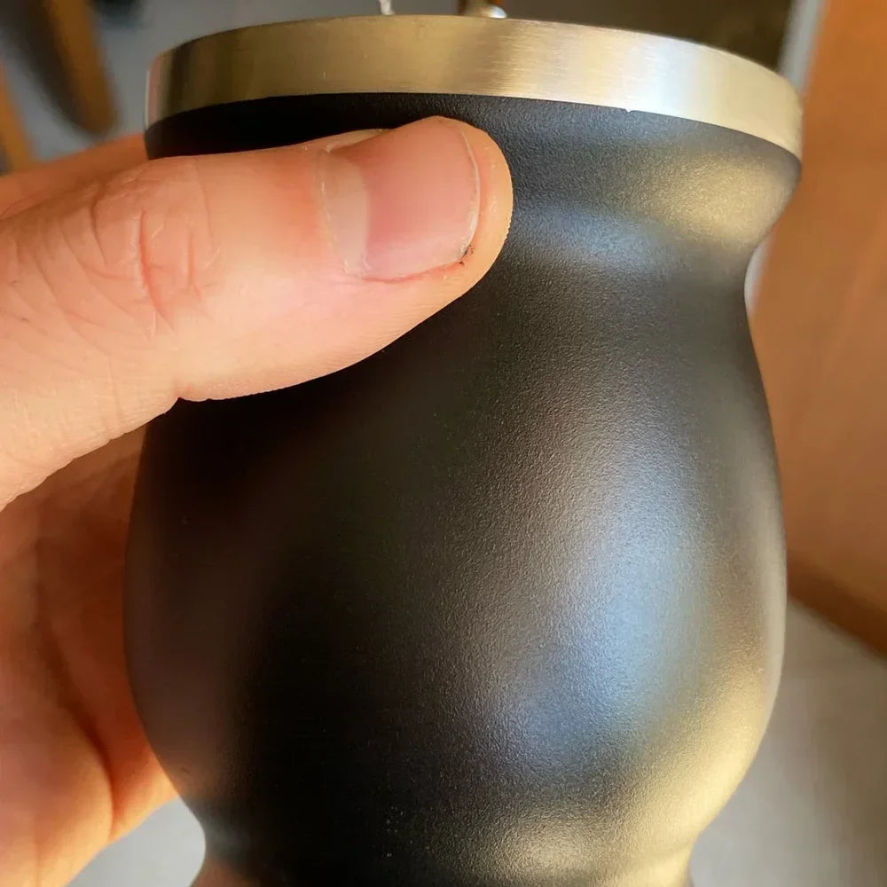 UPORS Yerba Mate Cup 304 Stainless Steel Double Wall 8oz Argentine Yerba Mate Gourd With Bombillas and Cleaning Brush