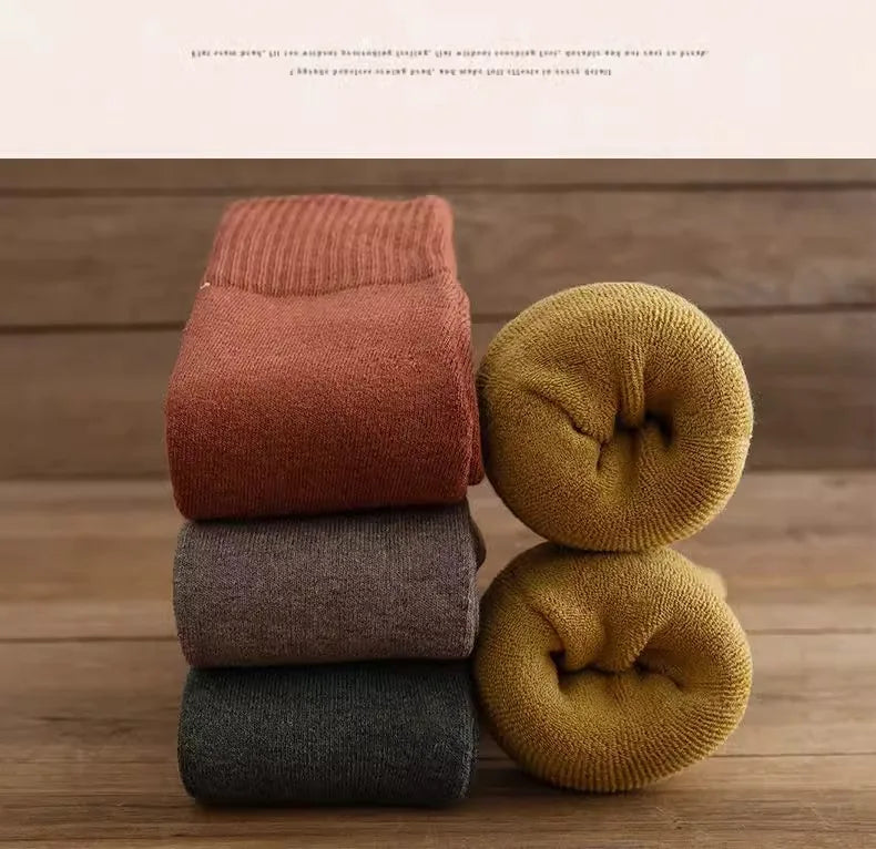 Winter Warm Long Socks Tube Thick High Tube Over Knee Knee-Length Hosiery Socks Terry Solid Color Women Thicken Calf Socking