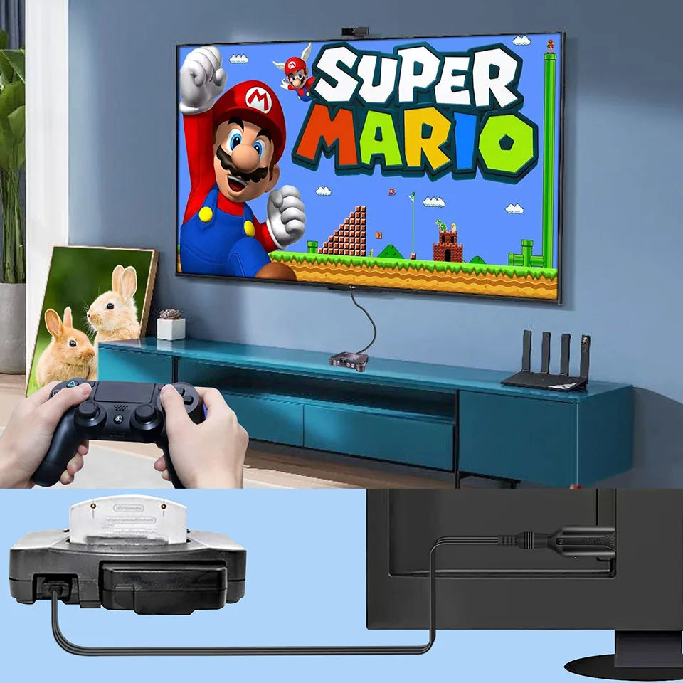 N64 to HDMI Converter Adapter HDMI Cable for N64/GameCube/SNES Video Cable 1M Male to male 1080P Nintendo64 to HDMI Converter