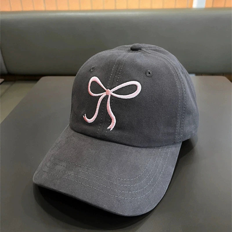 Sweet Bowknot Baseball Cotton Adjustable Snapback Hat Spring Autumn Embroidery Women's Cap Outdoor Casual Sun Hat Visors Hat