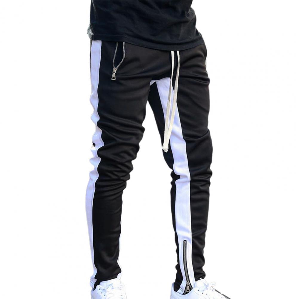 Men Sweatpants Drawstring Side Zipper Joggers Pants Skinny Male Trousers Gyms Tracksuits Hip Hop Sportswear Jogging Sport Pants