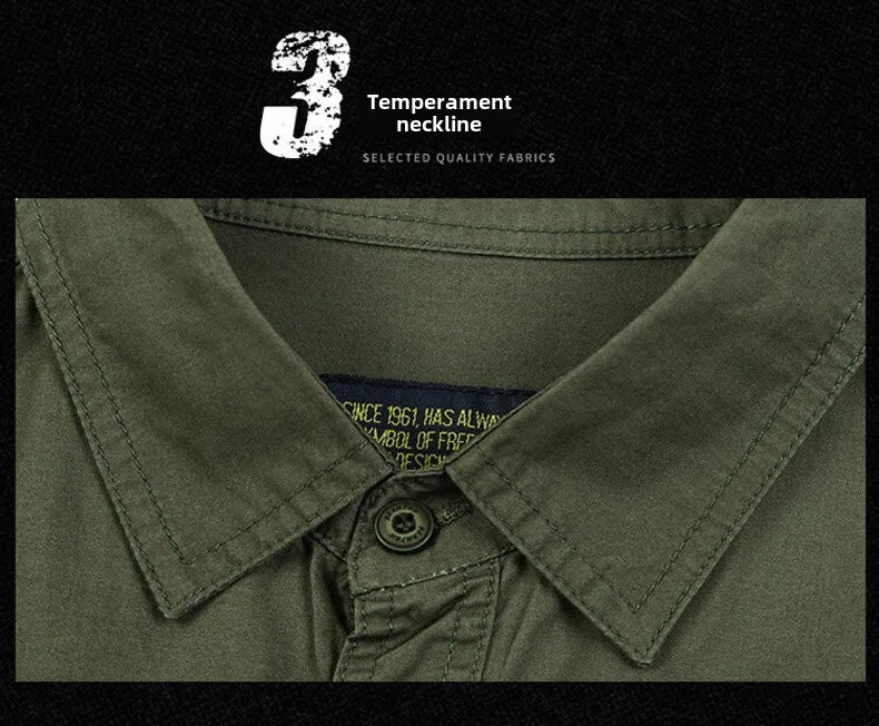 2025 New Shirts Men's Summer Casual 100 Cotton Multi-Pocket Short Sleeve Coat Outdoor Cycling Work Camping Single-breasted Shirt
