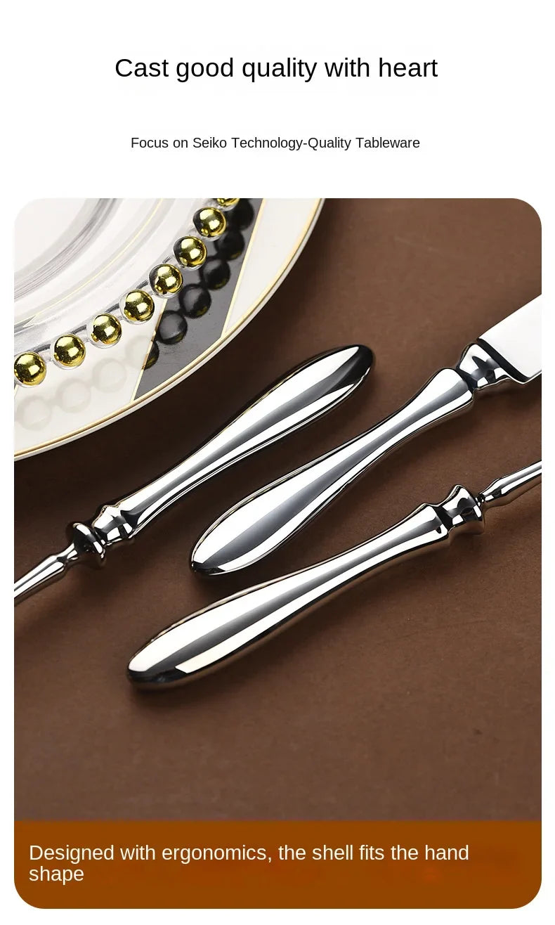 Luxury Gourd Shape Handle Stainless Steel Tableware 5 Pieces Spoons Forks Knives Elegant Cutlery Set