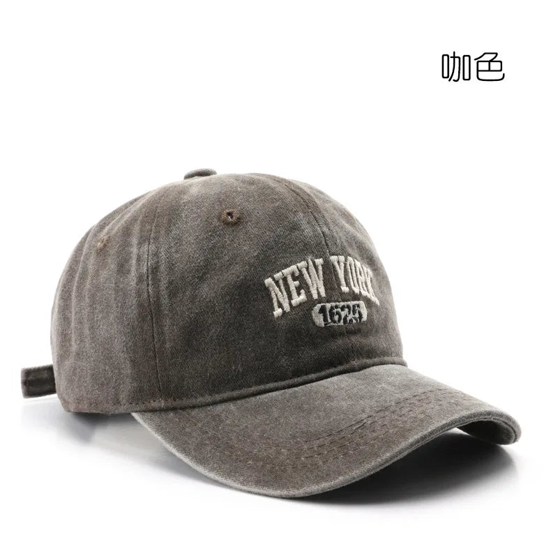 Retro NEW YORK Embroidery Snapback Hat for Men Women Vintage Washed Baseball Caps Spring Autumn Leisure Adjustable Soft Top Hats
