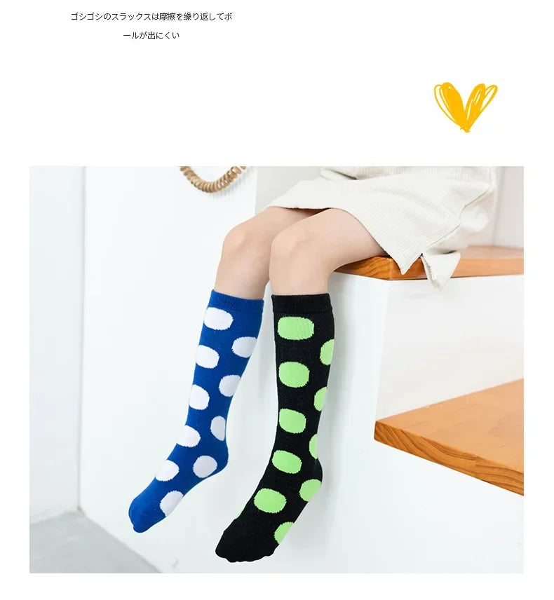 Girl Long Knee Socks New 1-12 Y Child Socks Autumn Winter Color Matching Dot Children's Pile Student Kids Boys Girls Tube Sock