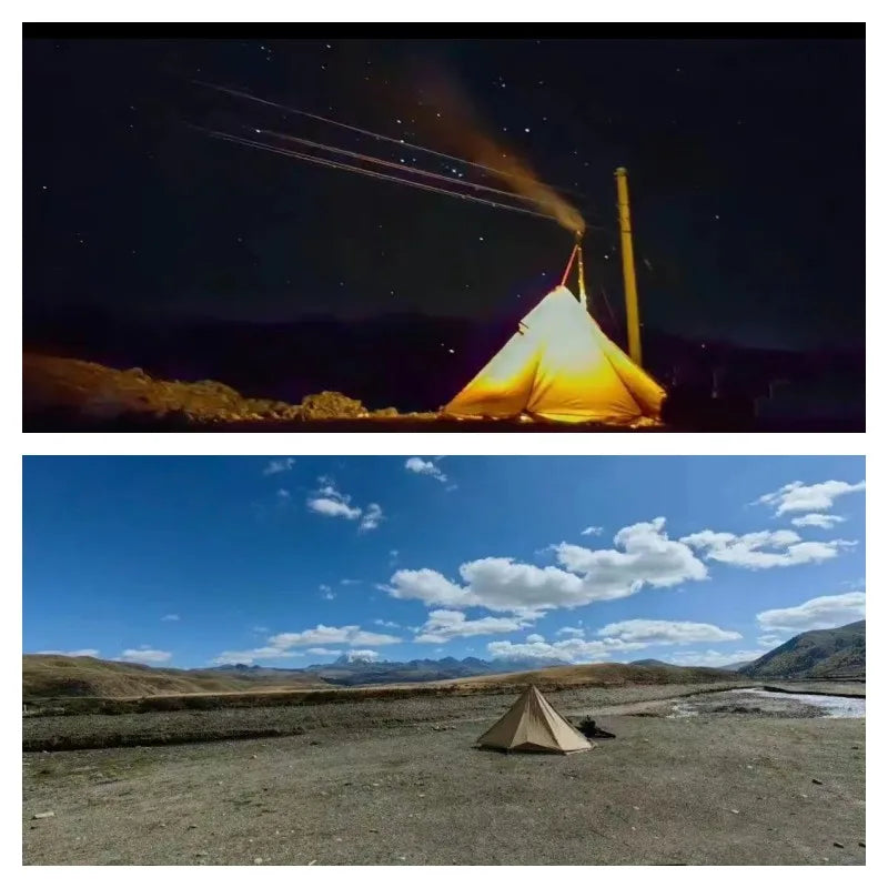 The 2-3 Person Mesh tent,mosquito proof Four three tent,Pyramid firewood stove tent supporting inner tent,Tingxue 400