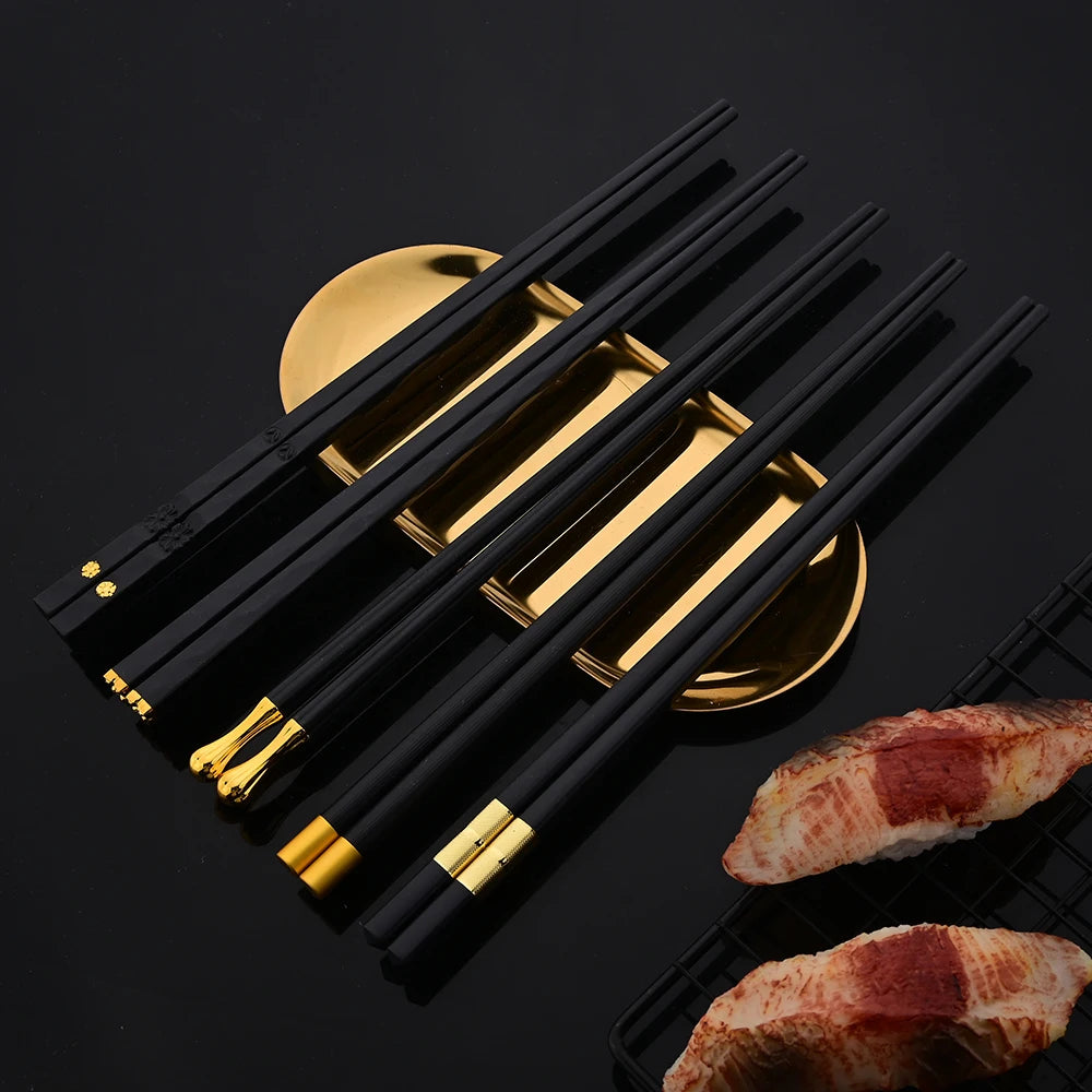 Black Gold Korean Tableware Set 15-20Pcs Luxury Cutlery Set Stainless Steel Dinnerware Knife Fork Spoon Chopsticks Cutlery Set