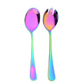 2Pcs Gold Salad Spoon Fork Stainless Steel Salad Server European Style Salad Cutlery Set Kitchen Tool Accessories