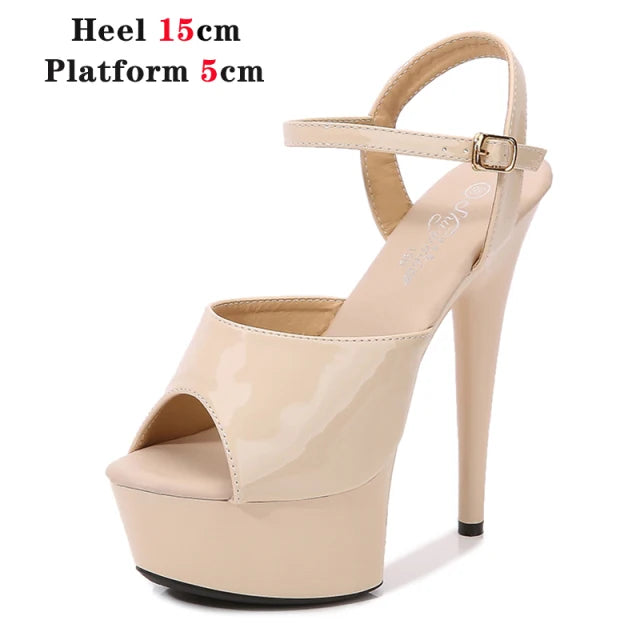 Shuzumiao Branded women's shoes pole dance 15 17 20cm sandals High Heels fashion sexy platform Black shoes Female party shoes