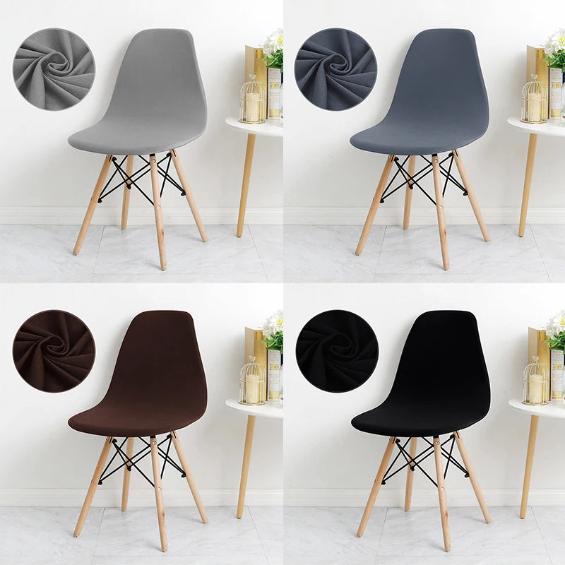 Solid Color Shell Chair Cover Stretch Cheap Short Back Chair Covers Printed Dining Seat Covers For Home Bar Hotel Party Banquet