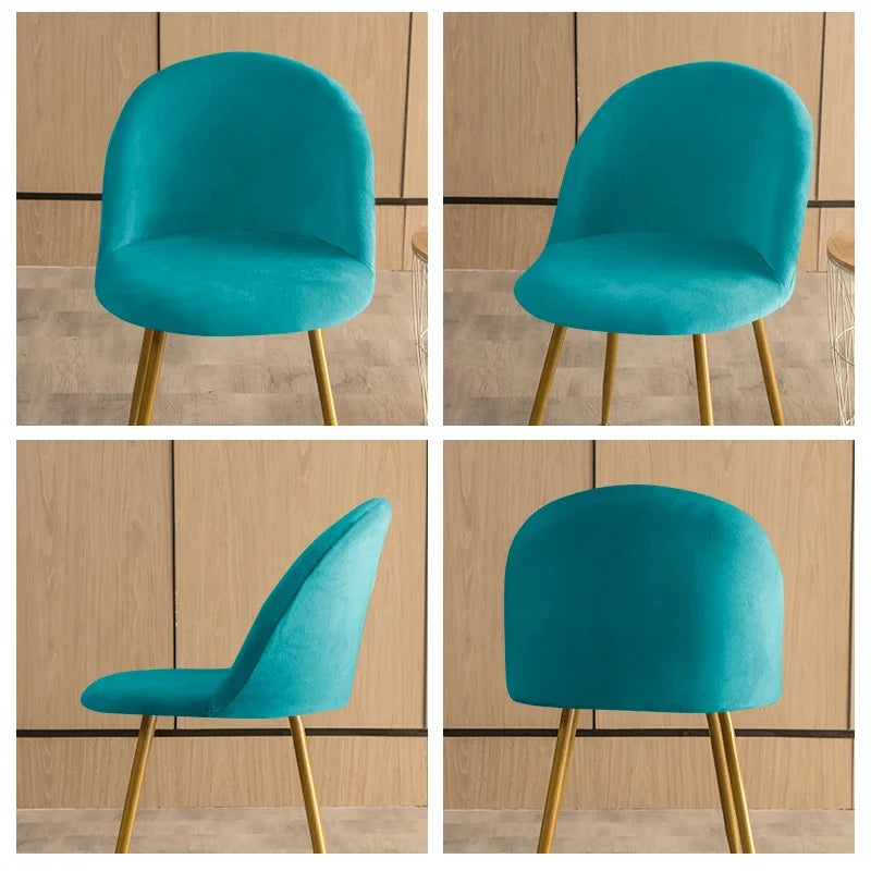 Soft Velvet Chair Cover Duckbill Curved Dining Chair Slipcover Low Back Thick Stretch Seat Covers for Living Room Kitchen Hotel