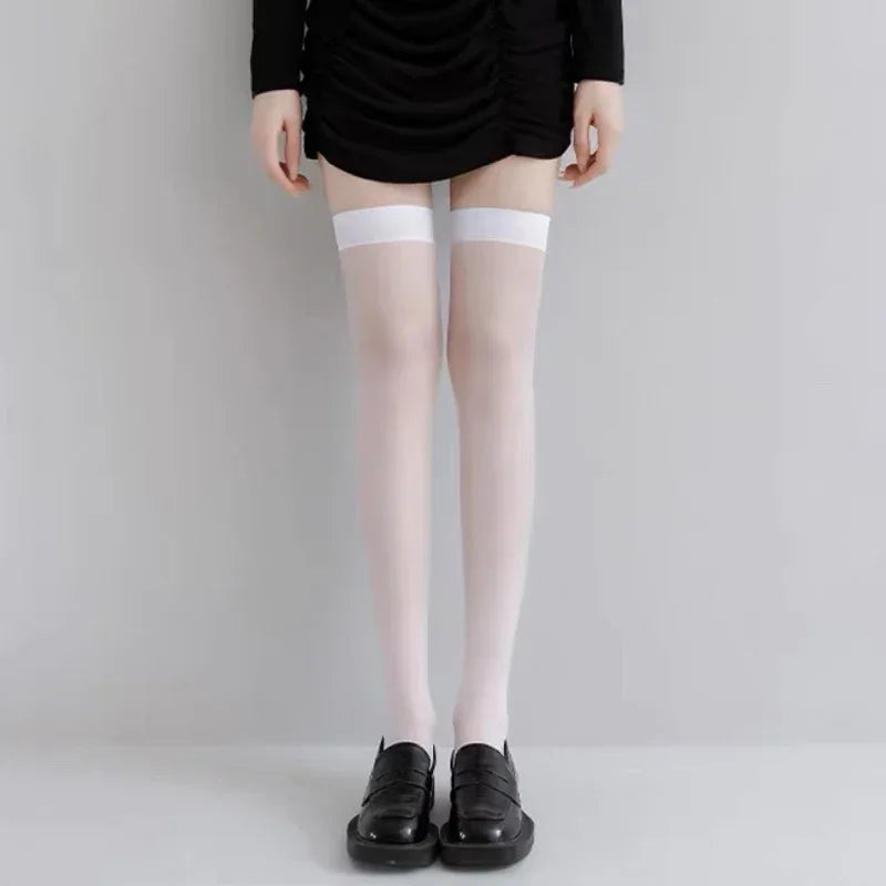 1/2Pairs Women Sexy Fishnet Stocking Summer Ultra Thin Sock Over Knee Nylon JK Long Socks Hosiery Lolita Silk Stockings