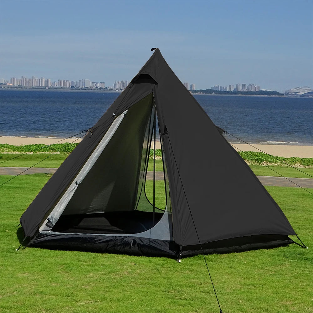 Indian Tent Outdoor Waterproof Tipi Tent 4 Person Yurt Family Mongolian Large Teepee Camping for Adults Pyramid Double Layer