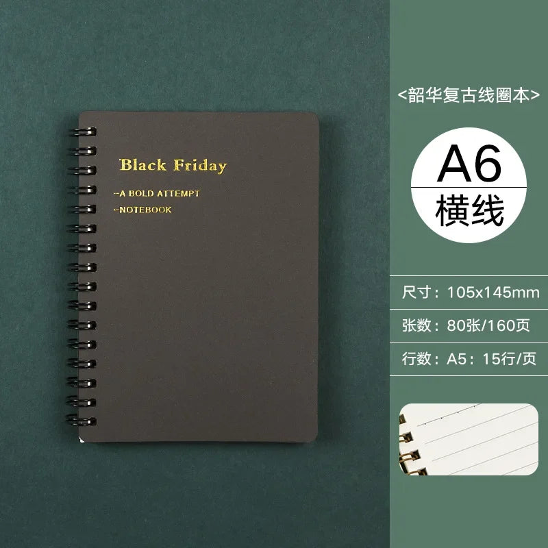 A5/B5/A6 Classical PP Coil Line Grid Spiral Notebook Journals Morandi Basic Diary Weekly Planner Book School Stationery