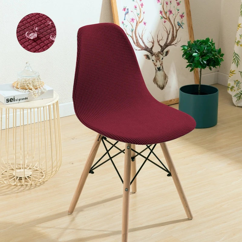 Jacquard Waterproof Shell Chair Cover Short Back Scandinavian Chair Covers Adjustable Dining Room Seat Covers for Bar Party