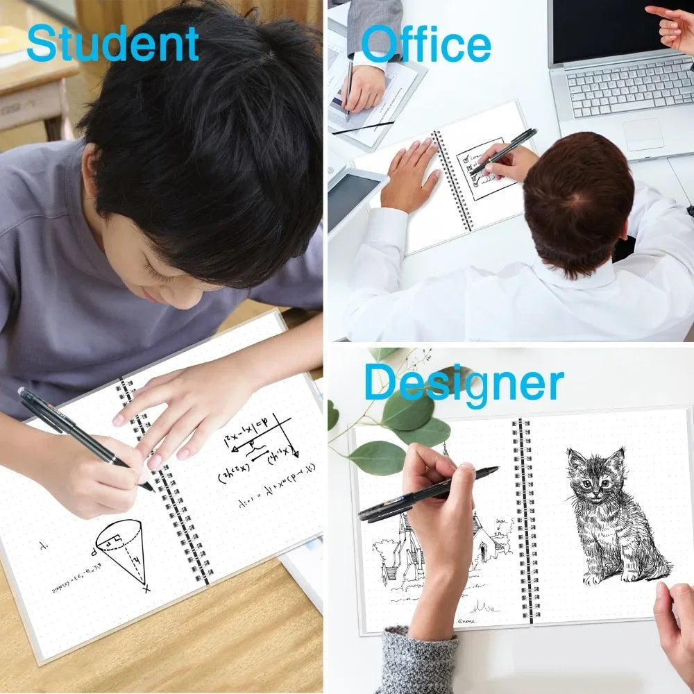 A4 Reusable Erasable Notebook With Pen&Cloth Microwave Heating Waterproof Notepad Office School Smart Notebook