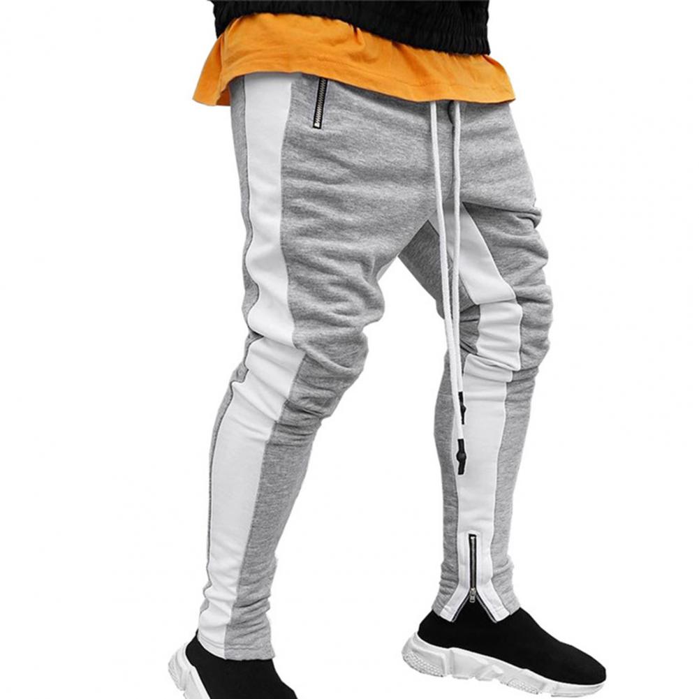 Men Sweatpants Drawstring Side Zipper Joggers Pants Skinny Male Trousers Gyms Tracksuits Hip Hop Sportswear Jogging Sport Pants