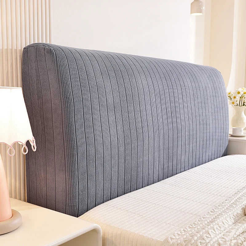 High Elasticity Headboard Cover Solid Color Double Bed Backrest Cover Autumn Winter Warm and Dustproof Cover Machine Washable