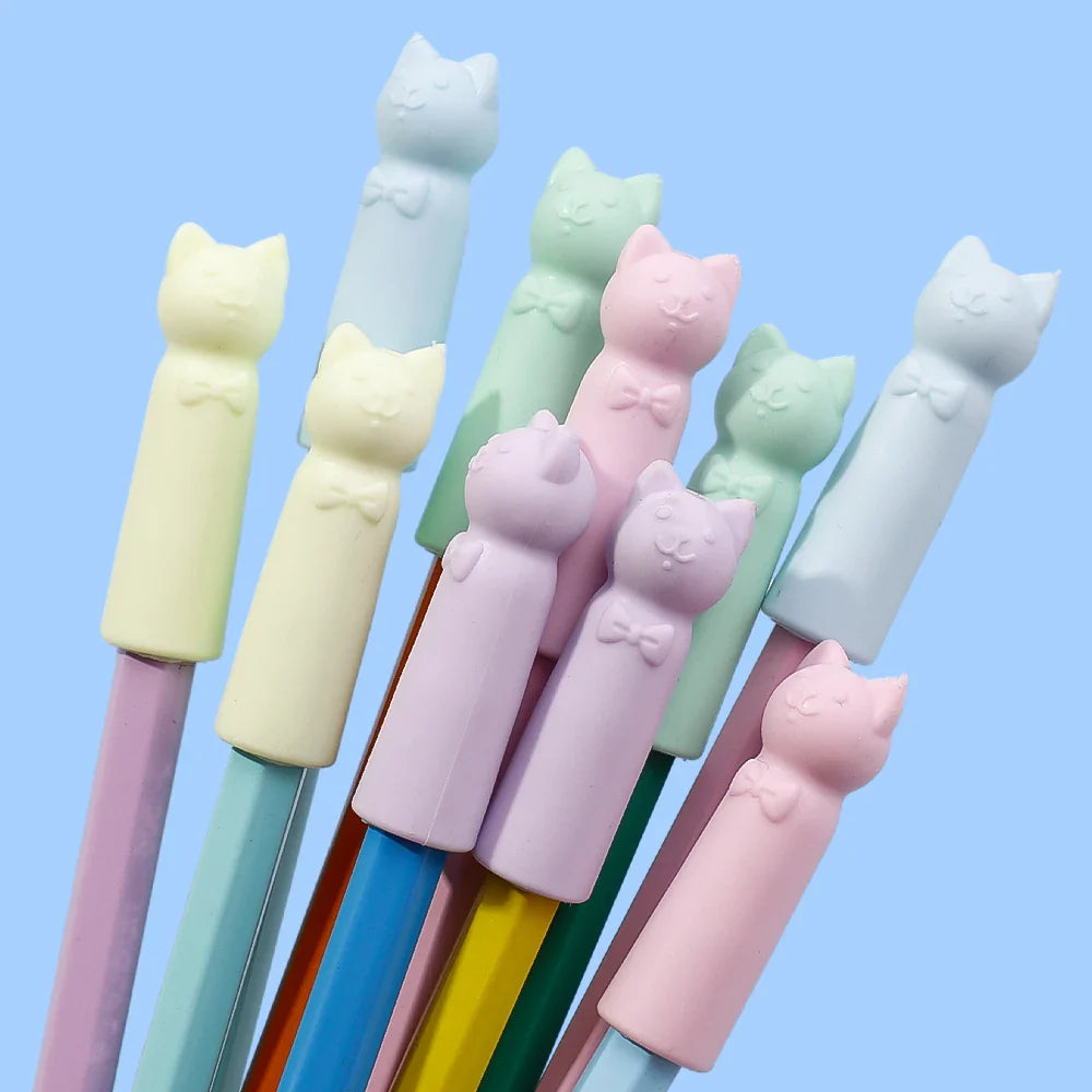 1-20pcs Cartoon Eraser Caps Pencil Erasers Toppers Cute Cat Erasers for Kids Student School Stationery Supplies Pen Head Sleeves