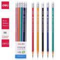 10pc/Set Deli HB 2B Wood Pencil Triangle/Hexagonal lapices With Eraser For Children Students Painting Writing School Office Home