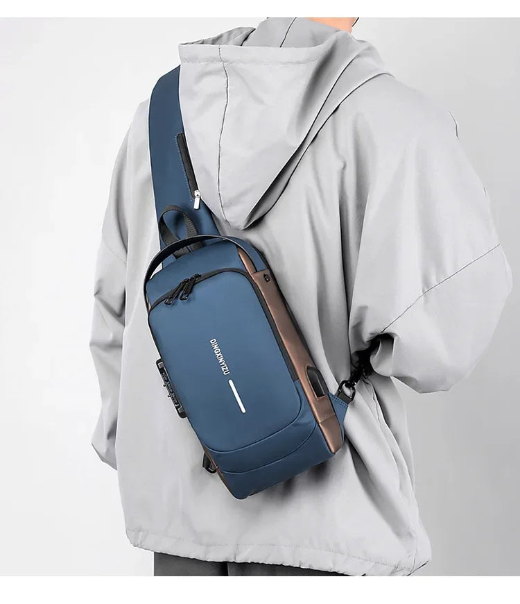 Men Anti Theft Chest Bag Shoulder Bags USB Charging Crossbody Package School Short Trip Messengers Bags Men's Oxford Sling Pack