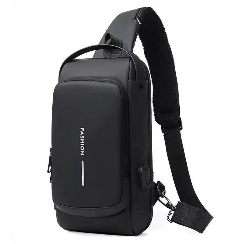 Men Anti Theft Chest Bag Shoulder Bags USB Charging Crossbody Package School Short Trip Messengers Bags Men's Oxford Sling Pack
