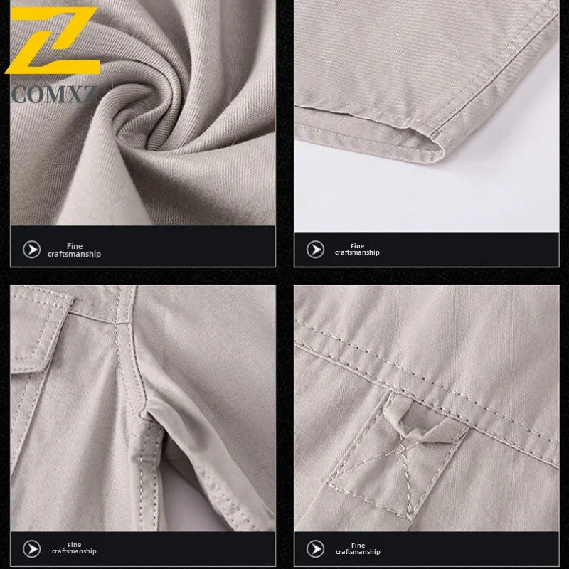2025 New Shirts Men's Summer Casual 100 Cotton Multi-Pocket Short Sleeve Coat Outdoor Cycling Work Camping Single-breasted Shirt