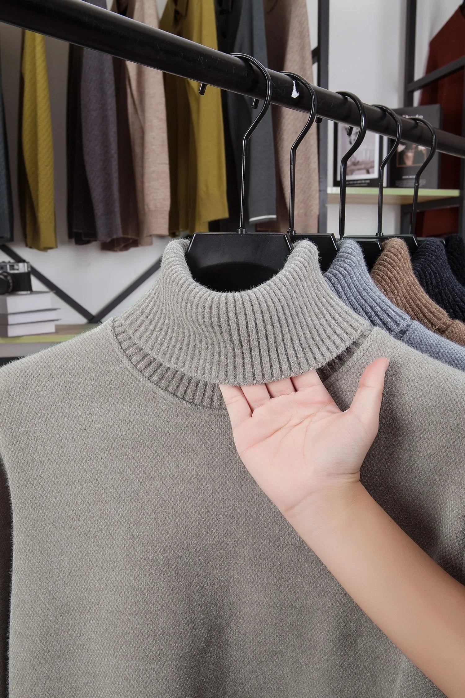 Designer Luxury Brand Men's Knit Pullover Pony Embroidered Sweater Winter British Business Fashion Trend Plush Thicken Menswear