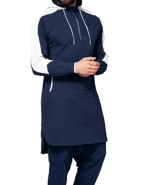 Men Sweatshirt T-shirt Spring Autumn Solid Color Loose Zip Pullover Sweater Men Casual Long Sleeve Hooded Round Neck Sweatshirt
