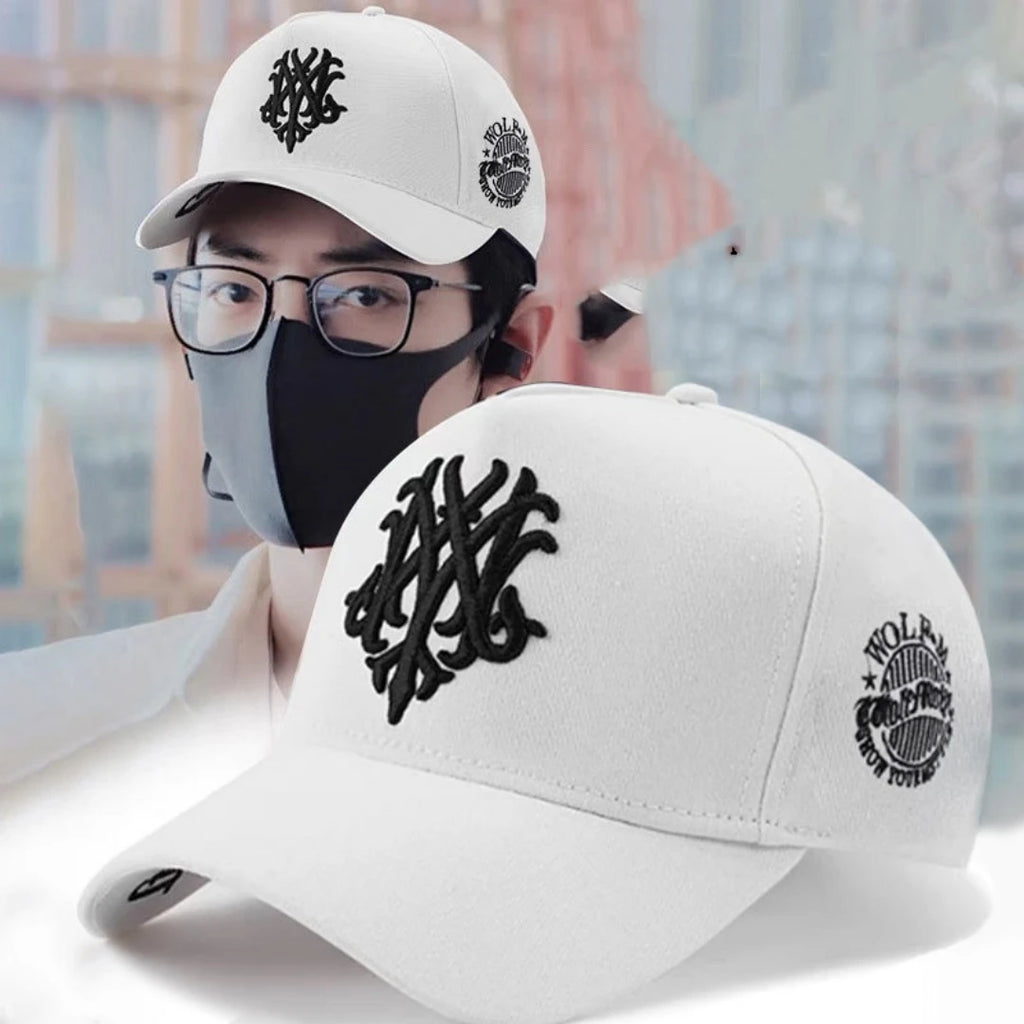 Vintage Gothic Embroidered "NY" Baseball Cap – Adjustable Cotton Snapback Hat for Men Women, Casual Outdoor Sun Hat
