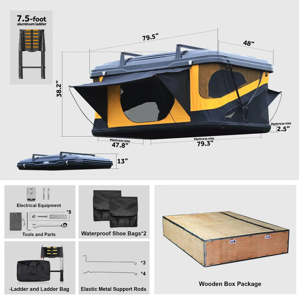 Factory Supply Reliable RTT Quick  Drying Car Roof Tent Large - Capacity Rooftop Tent Is Suitable for Outdoor Camping