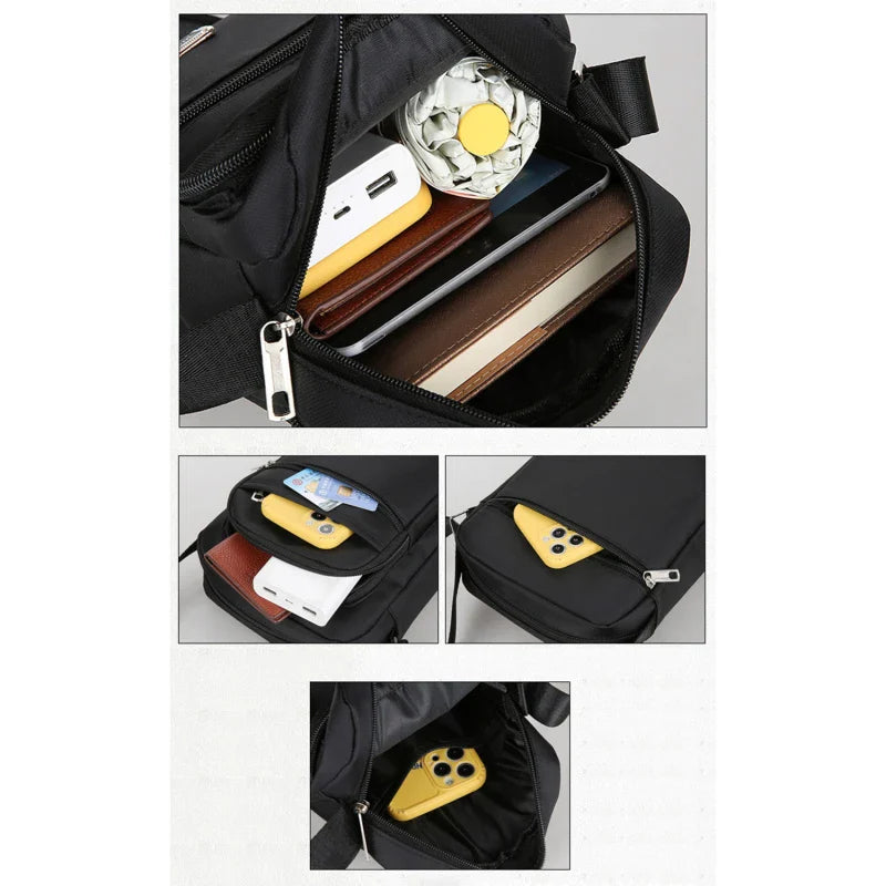 2023 Men Nylon Shoulder Bag Messenger Bag Casual Nylon Zipper Pocket Handbag Fashion Tote Travel Male Crossbody Bags New