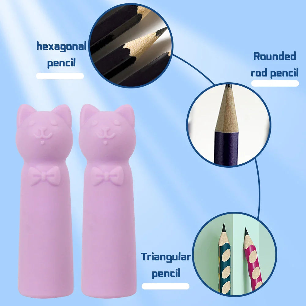 1-20pcs Cartoon Eraser Caps Pencil Erasers Toppers Cute Cat Erasers for Kids Student School Stationery Supplies Pen Head Sleeves