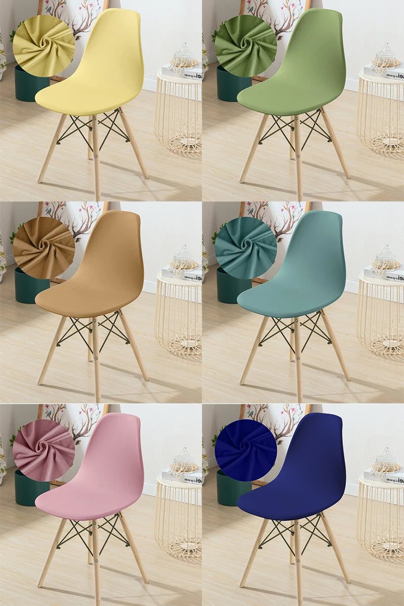 Solid Color Shell Chair Cover Stretch Cheap Short Back Chair Covers Printed Dining Seat Covers For Home Bar Hotel Party Banquet