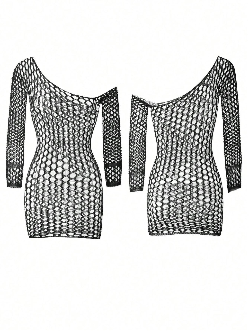 Women Fishnet Mini Sexy Dress Mesh Hollow Out Perspective Bodycon Underwear Dress Erotic Costume Crotchless Lingerie Sex Clothes