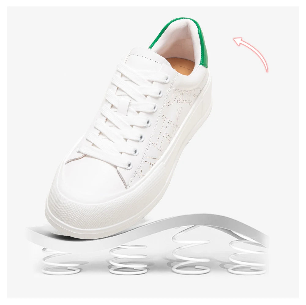 CHCH Women's Sports Shoes New Casual And Comfortable White Shoes Thick-Soled Genuine Leather Wear-Resistant Sports Shoes
