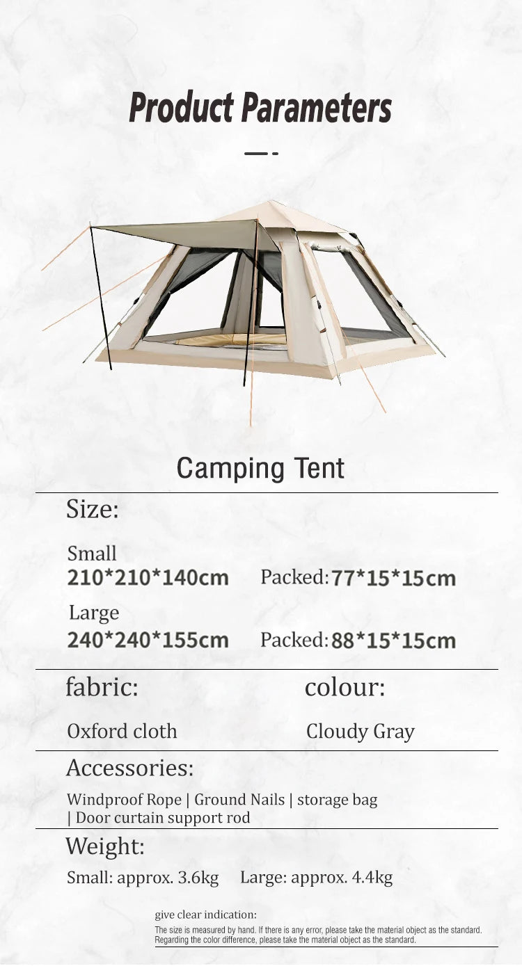 Right-Angle Four-Sided Tent, Fully Automatic Quick-Opening Sun Protection And Waterproof, Used For Camping In Beaches And Parks.