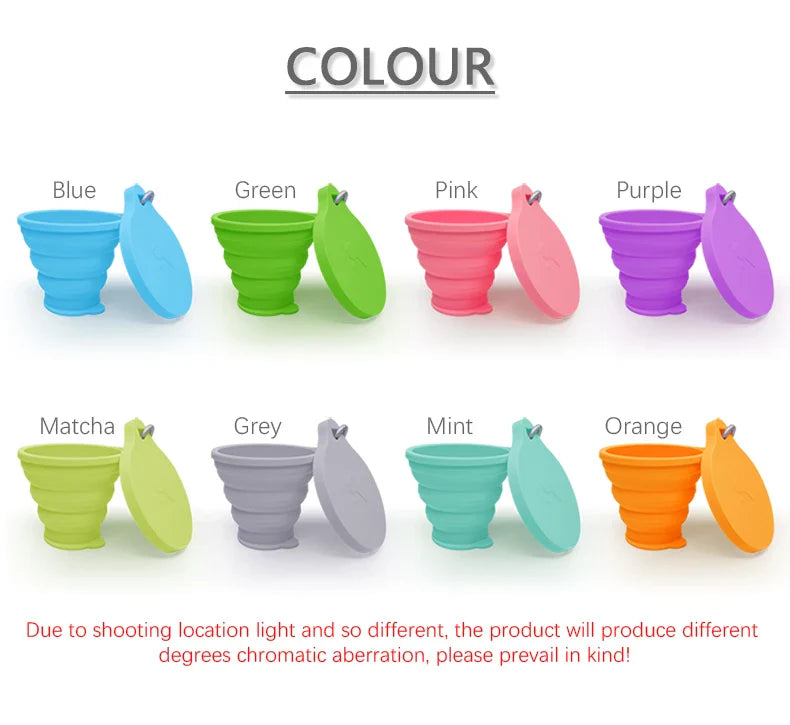 ME. FAM New 180ml Eco-friendly Silicone Bear Folding Cups With Cover Lids Travel Outdoor Camping Collapsible Drinking Water Copa