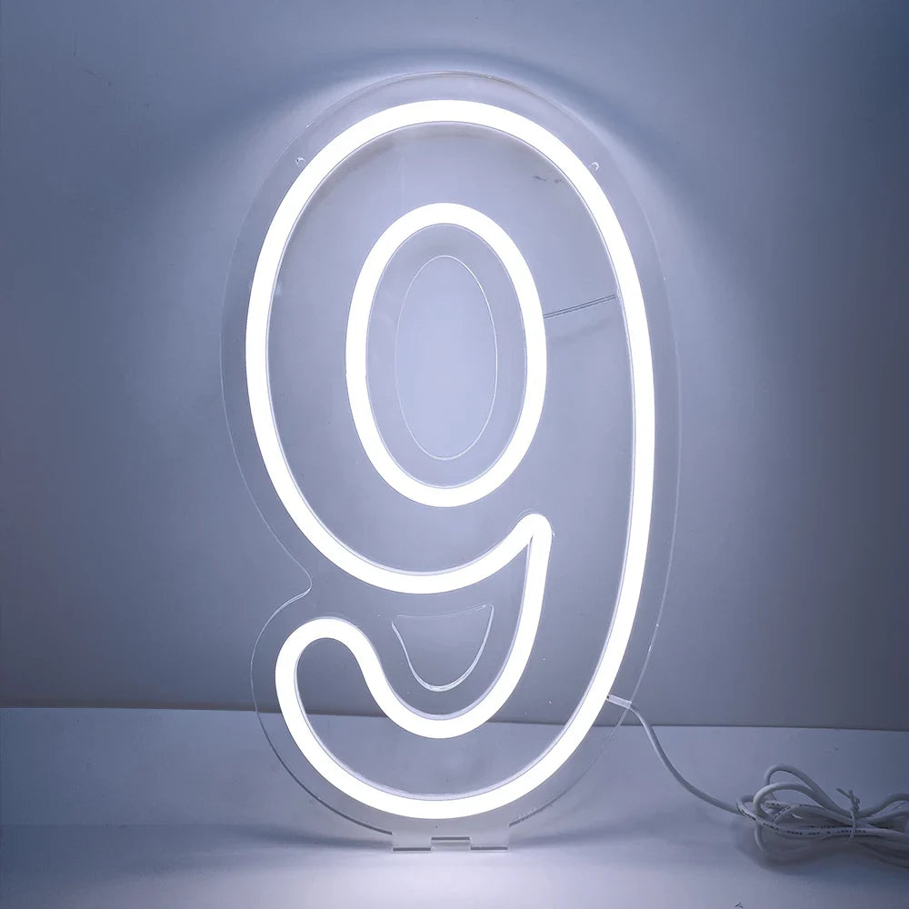 Glowing Numbers 0 to 9 LED Neon Lights 30cm  Numbers for Birthday Party Anniversary Event Home Bar Hotel Art Decoration