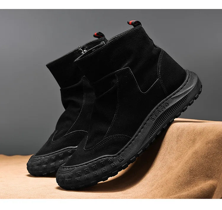 Outdoor Men's High-Top Work Boots Casual Shoes Comfortable Sport Workwear Waterproof Anti-slip Long-lasting No Fatigue Footwear