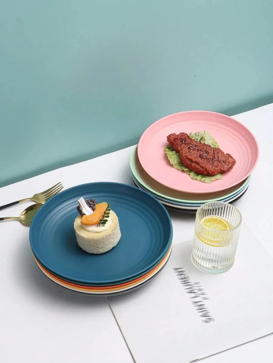 4/16/32pcs Plastic tableware set, reusable, dinner plate/dessert plate/cereal bowl/cup, suitable for outdoor camping parties